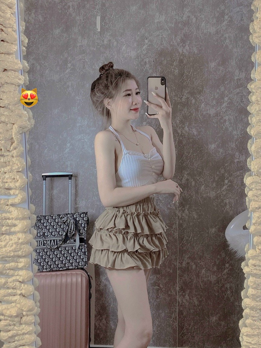Chân váy gân bèo phân tâng cực xinh , chất thun gân mềm mịn