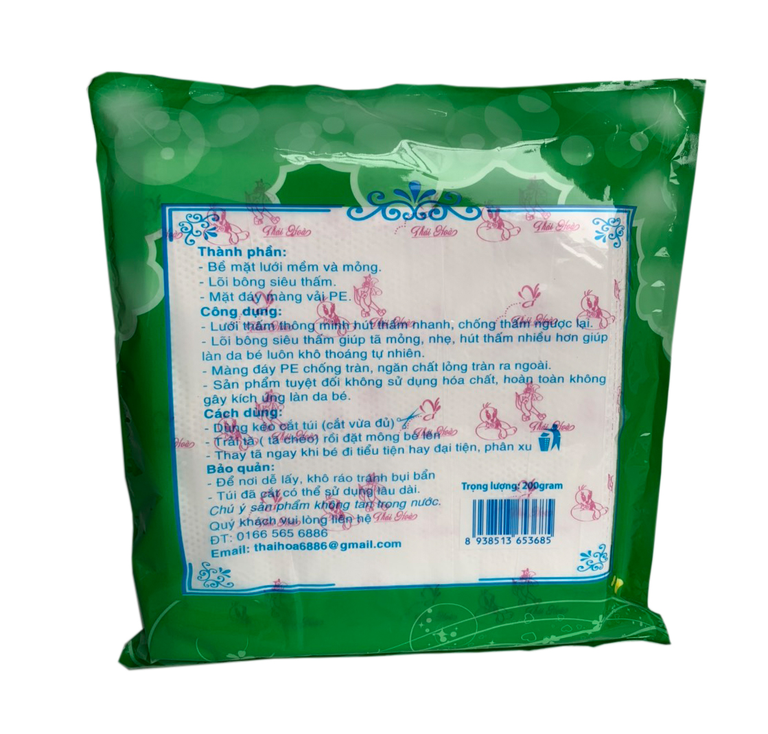 Tấm lót phân su sơ sinh 3 lớp Thái Hòa (200gram - 35 tờ)