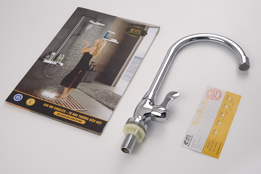 Vòi rửa chén lạnh đồng mạ chrome Eurolife EL-RC05 (Trắng bạc)
