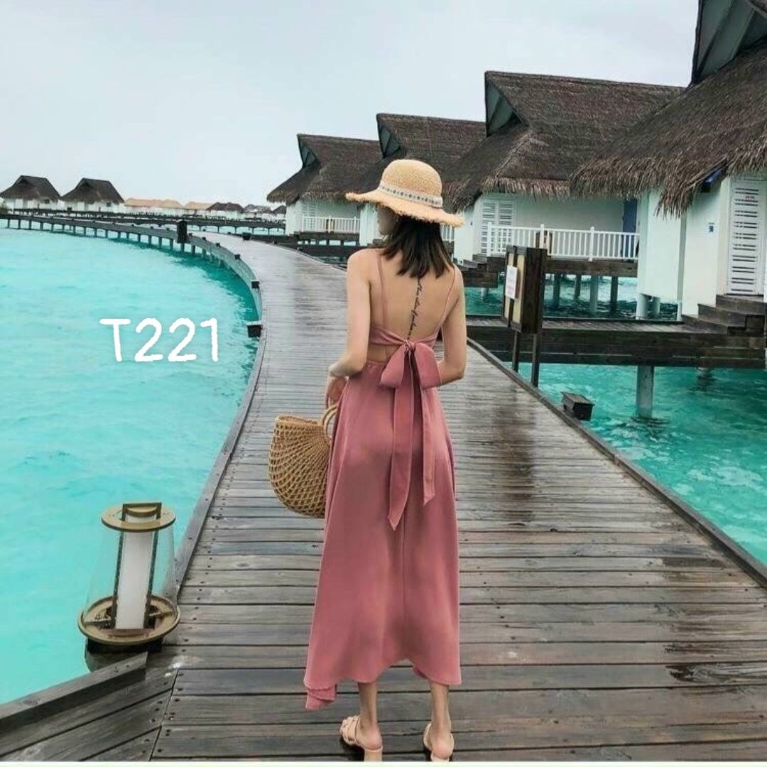 [HCM]Đầm Maxi biển 2 dây có cúp ngực voan lụa cao cấp T221