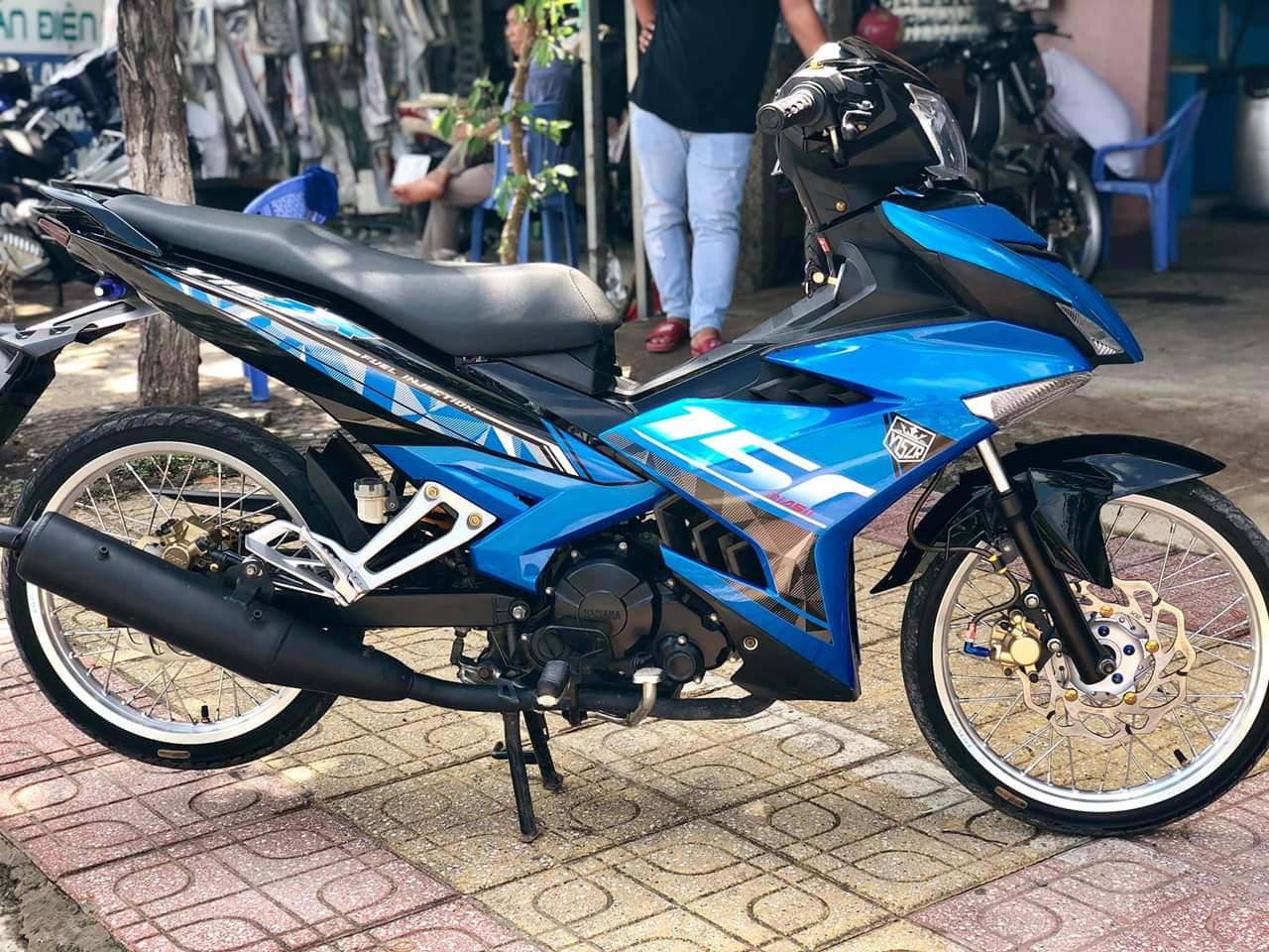 Tem rời đặt in ex 150 dán xe xanh bụng đen