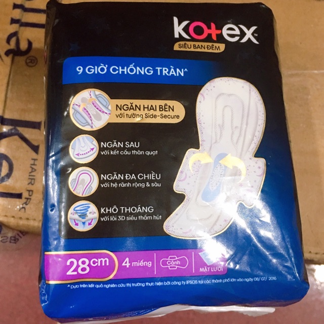 BĂNG VỆ SINH KOTEX SIÊU BAN ĐÊM 28CM 4 MIẾNG