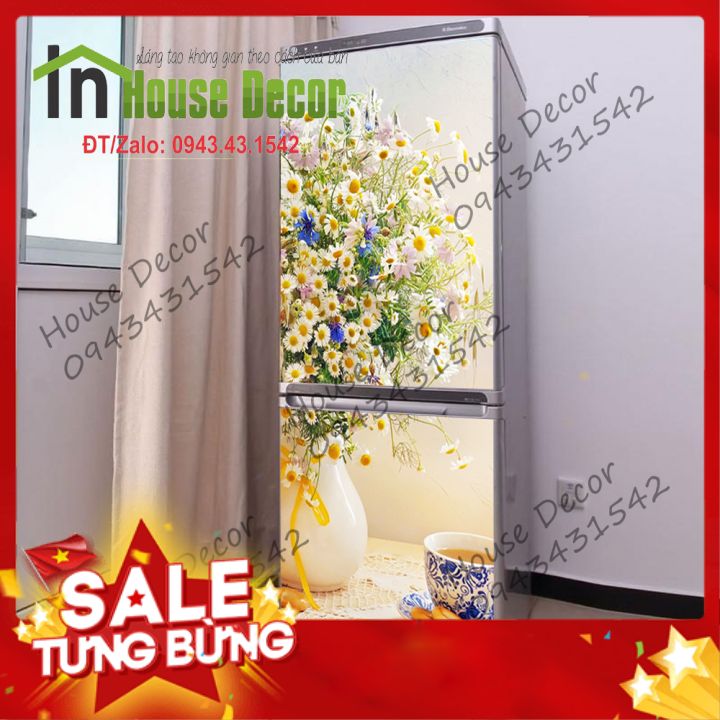 Tranh dán tủ lạnh Chống thấm nước Phù hợp mọi loại tủ Hoa trà - Decal dán tủ lạnh kệ tường tủ quần áo, decal dán, giấy dán, trang trí nội thất, giấy dán nội thất, trang trí nhà cửa
