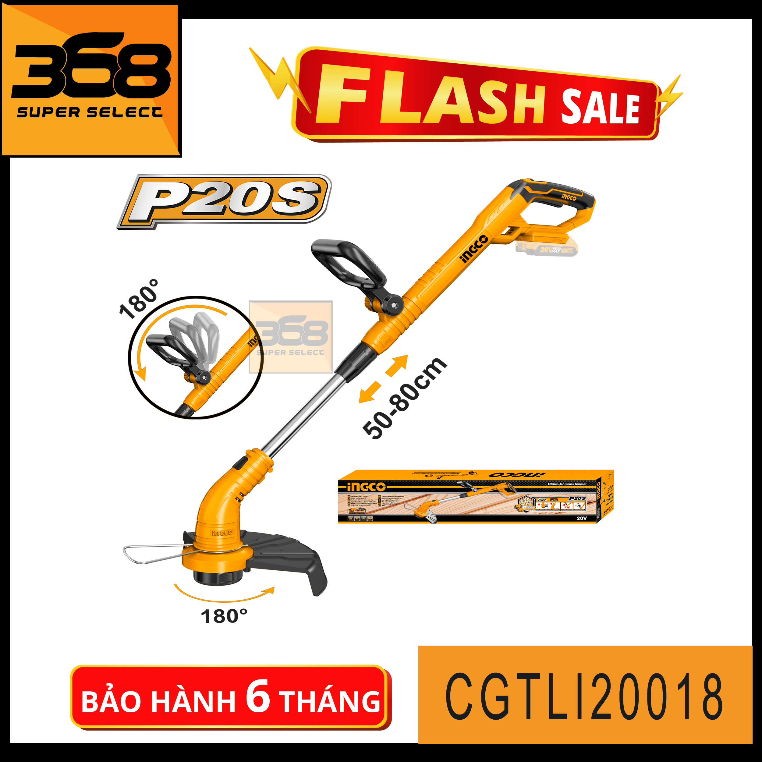 P20S Máy cắt cỏ dùng pin 20V INGCO CGTLI20018 ( không kèm pin và sạc )