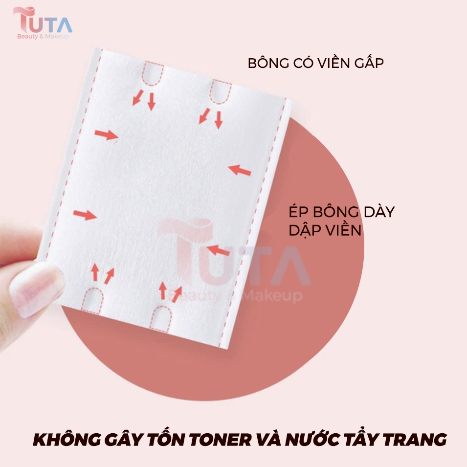 Combo Bông Tẩy Trang kết hợp Nước Tẩy Trang giúp da sạch sâu không gây kích ứng an toàn cho da dùng được cho cả nam và nữ tặng kèm set lột mụn TUTA