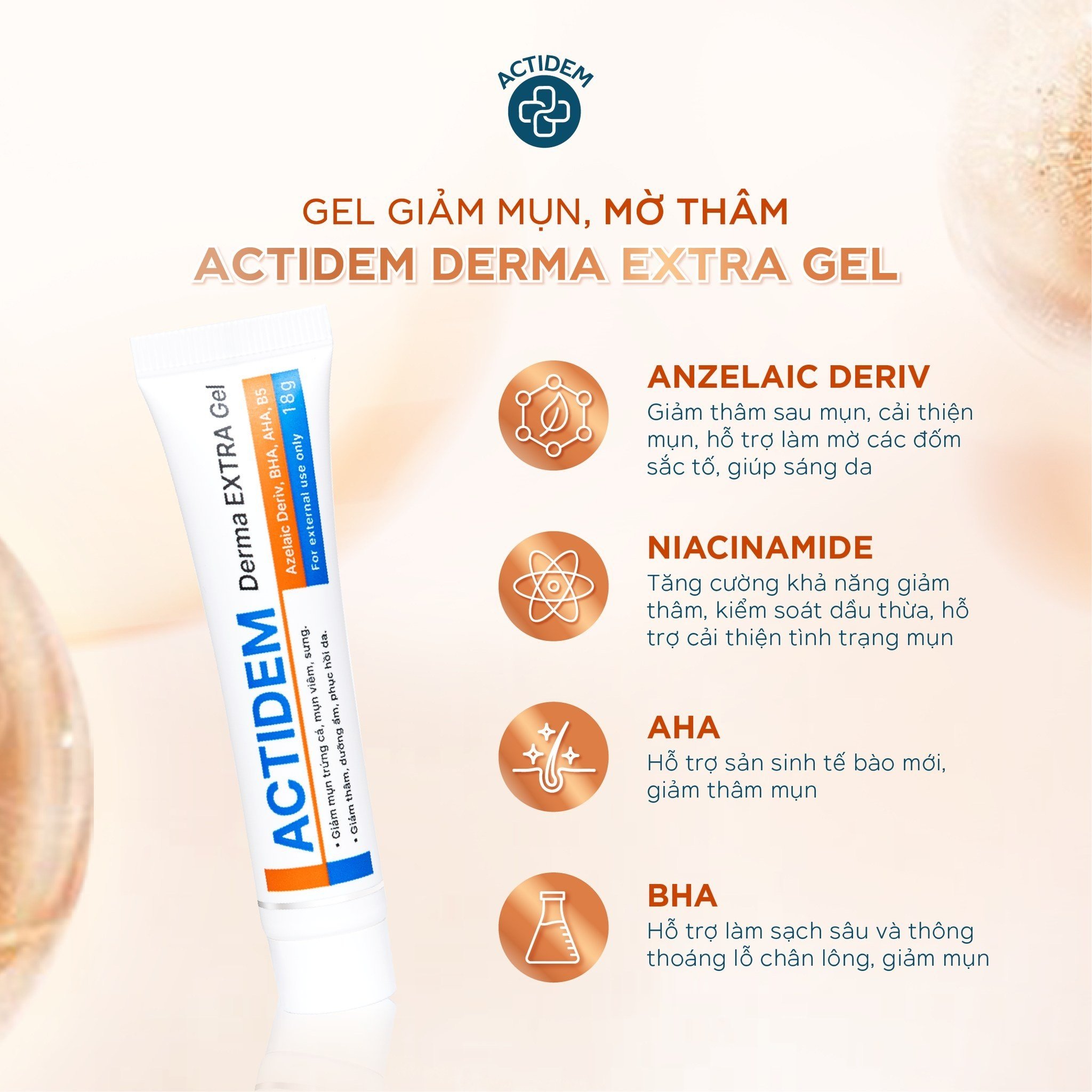 [ Free Ship Max ]Gel Giảm Mụn Actidem Derma Gel Dưỡng Ẩm Da