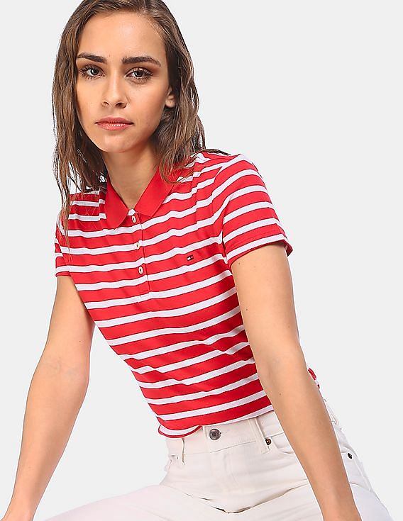 Áo polo sọc nữ Tommy Hilfiger size S (dưới 56kg)