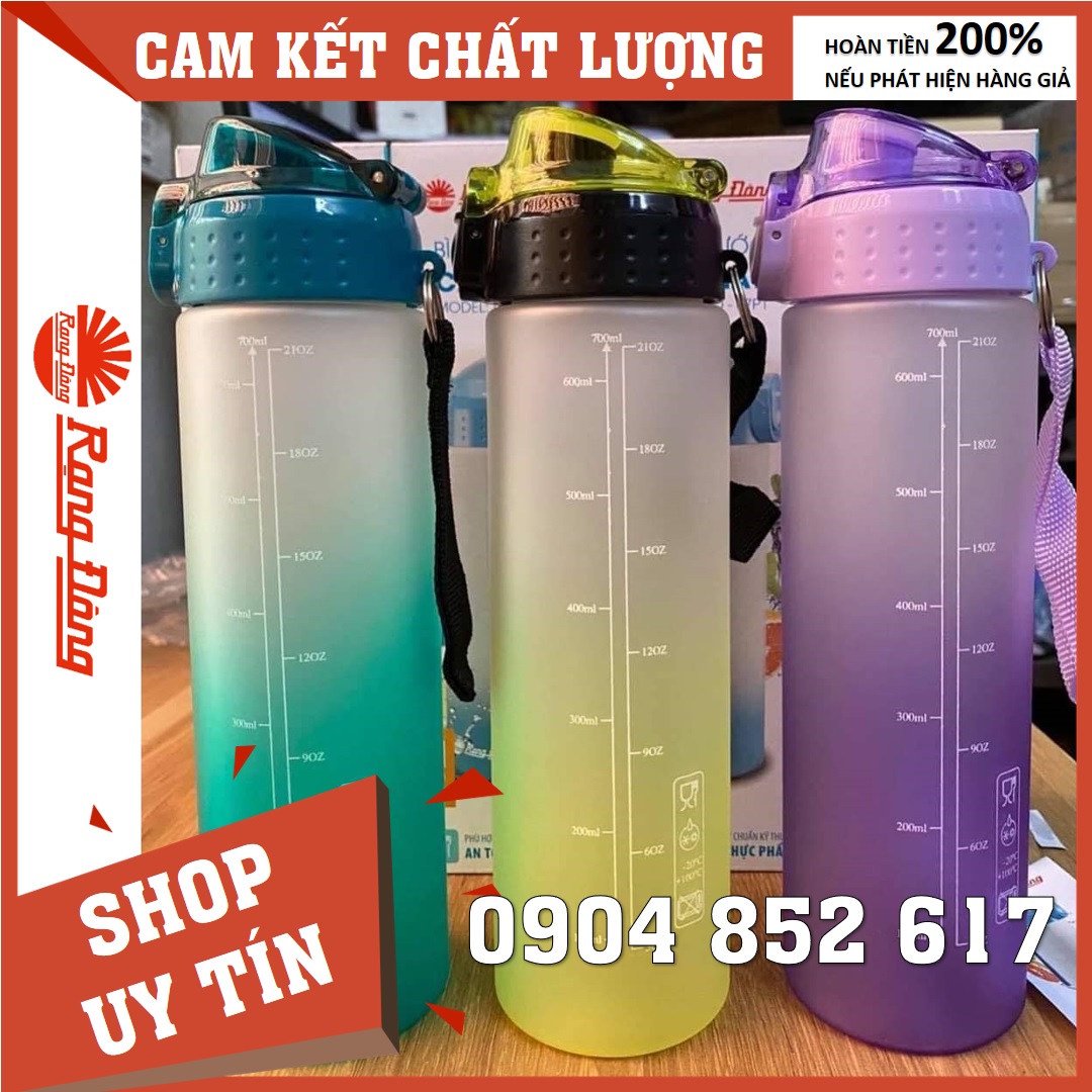 Bình nước học sinh cầm tay 500ml 700ml Rạng Đông, nhựa PC/PP an toàn, độ bền cao.