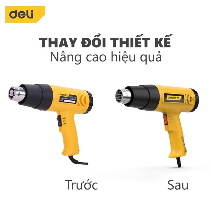 Máy Khò Hơi Nóng Deli Cao Cấp g Suất Cao 1600W - Co Màng Cơ Đóng Gói Hàng Hóa - Dễ Dàng Và An Toàn Sử Dụng - DL5200 - Hình ảnh 9
