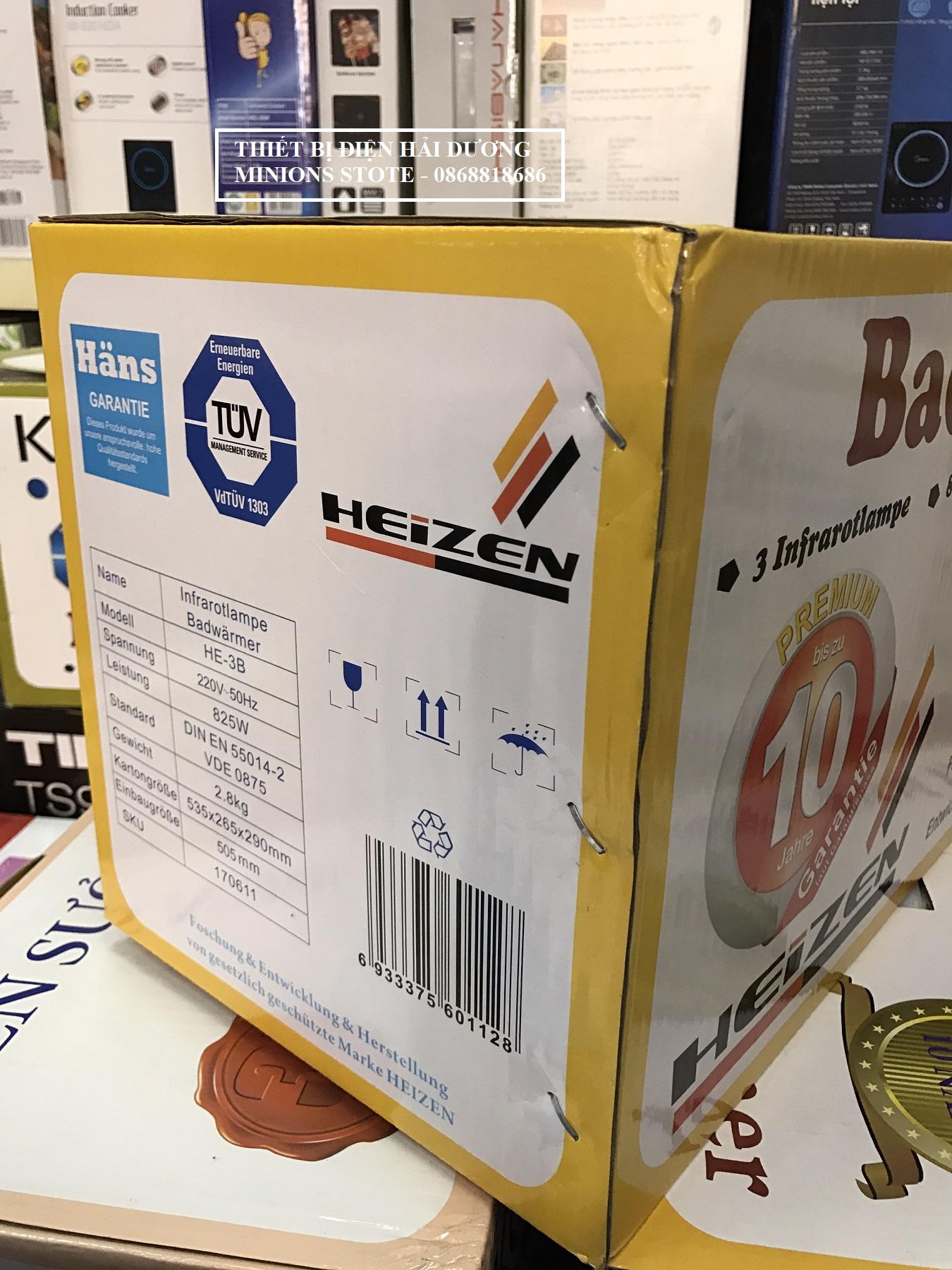 Đèn sưởi nhà tắm Heizen 3 bóng HE-3B 825W (Cam kết chính hãng)