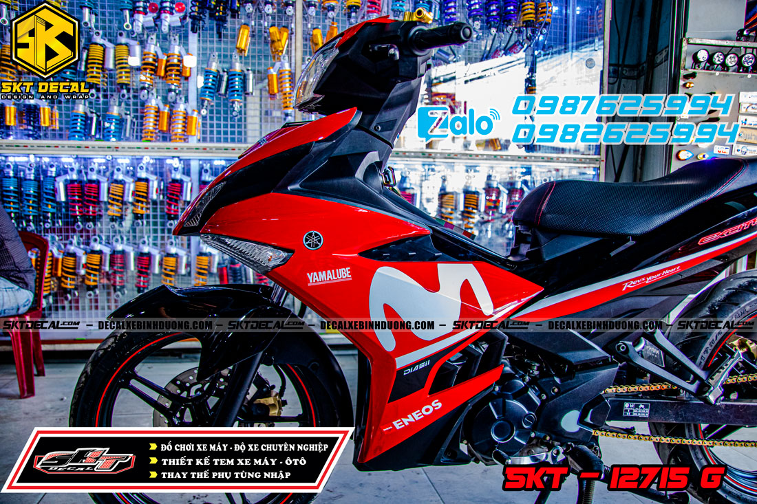tem rời exciter 150 đỏ đen trắng movistar