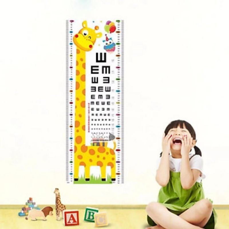 Decal Thước Đo Chiều Cao Và Đo Cận Thị Dán Tường Hình Thú