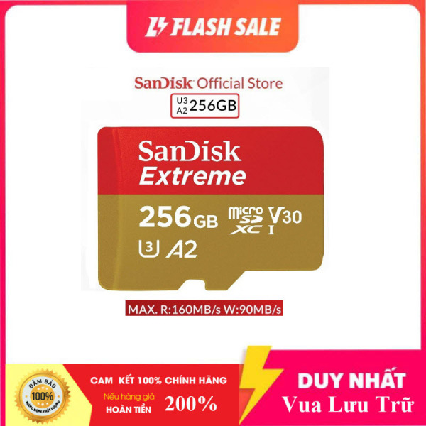 [Flash Sales] Thẻ Nhớ MicroSDXC SanDisk Extreme 256GB V30 U3 4K A2 R160MB/s W90MB/s - No Adapter (Vàng)