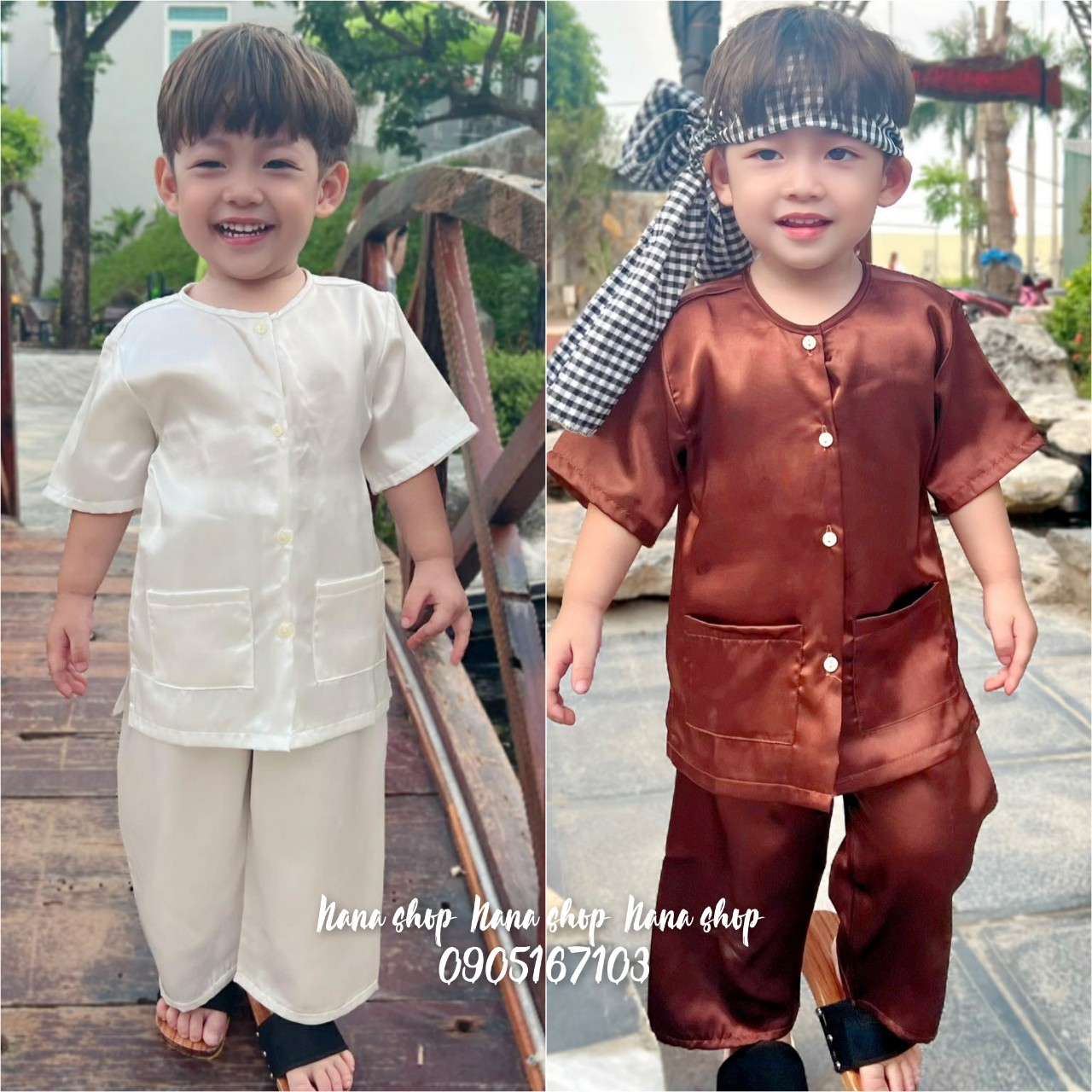 [ Tặng Kèm Khăn ] Bộ Bà Ba bé trai bé gái chất lụa mềm mịn size 8ky - 45ky