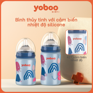Bình Sữa Thủy Tinh yoboo - Lớp Cảm Biến Nhiệt Silicon Đổi Màu 240ml thumbnail