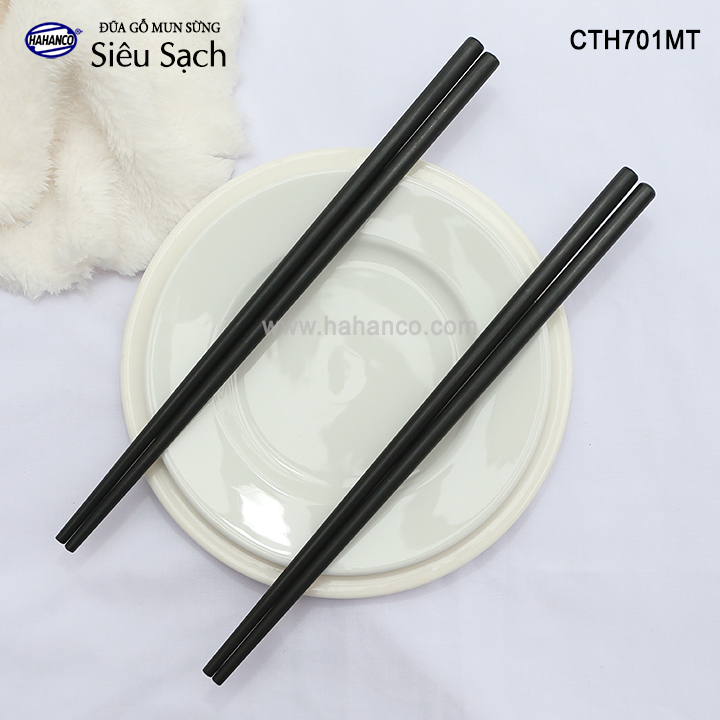 Đũa tròn gỗ Mun sừng trơn VIP - CTH701MT (Hộp 10 đôi rất đẹp) - Đũa gỗ tự nhiên cao cấp - Chopstick of HAHANCO