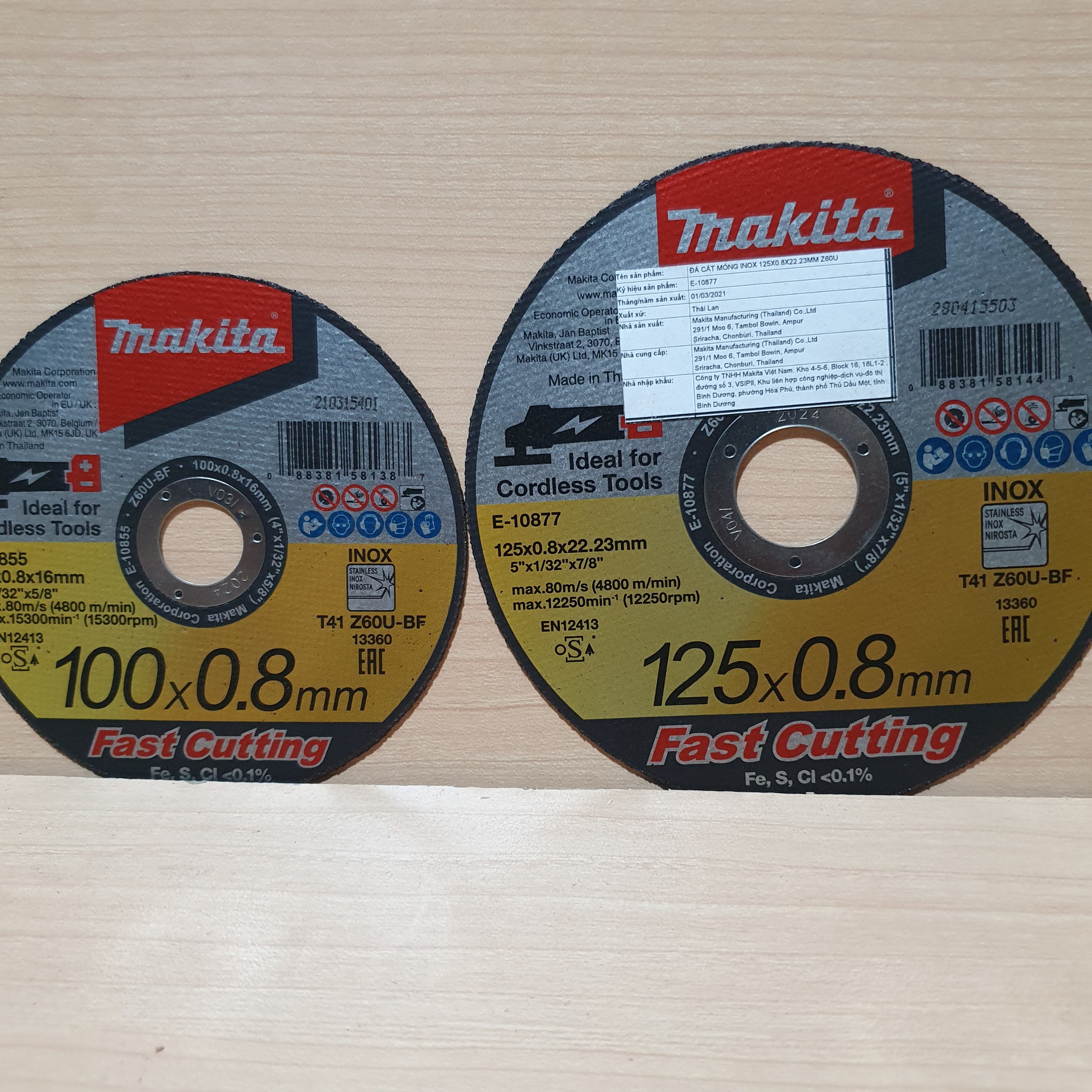 Đá cắt mỏng inox Makita E-10855,E-10877(100MM/125MM)