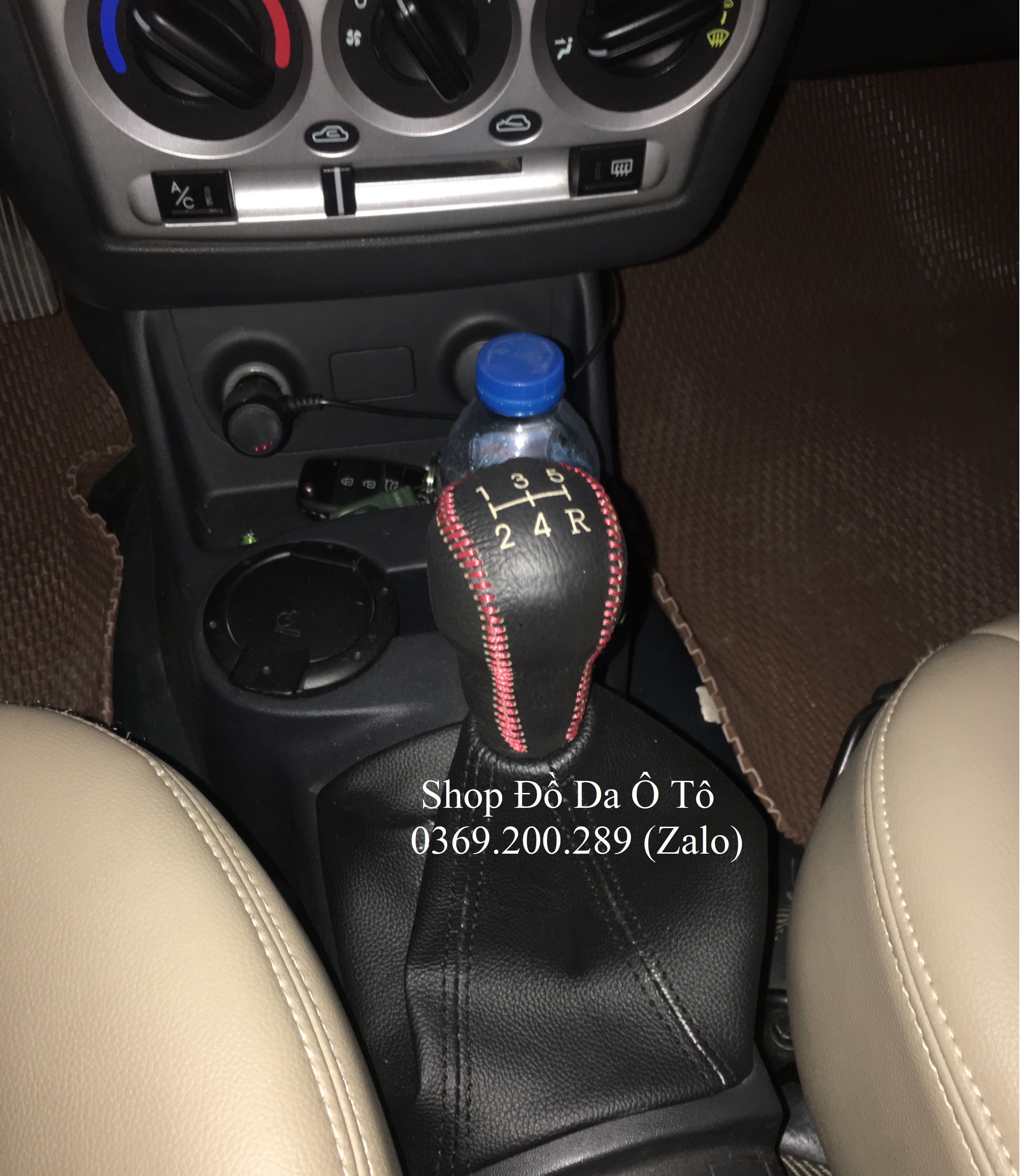 Bao da bọc cần số các đời xe ô tô Matiz MT da bò thật khâu tay thủ công, mẫu thiết kế mới