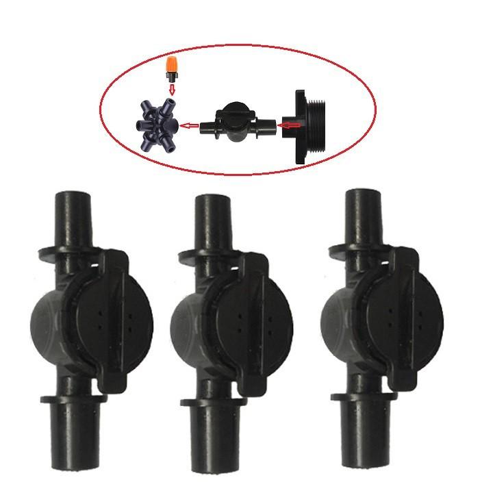 Set 3 van áp chống rỉ nước 2 đầu trơn để  lắp vòi phun sương nhựa