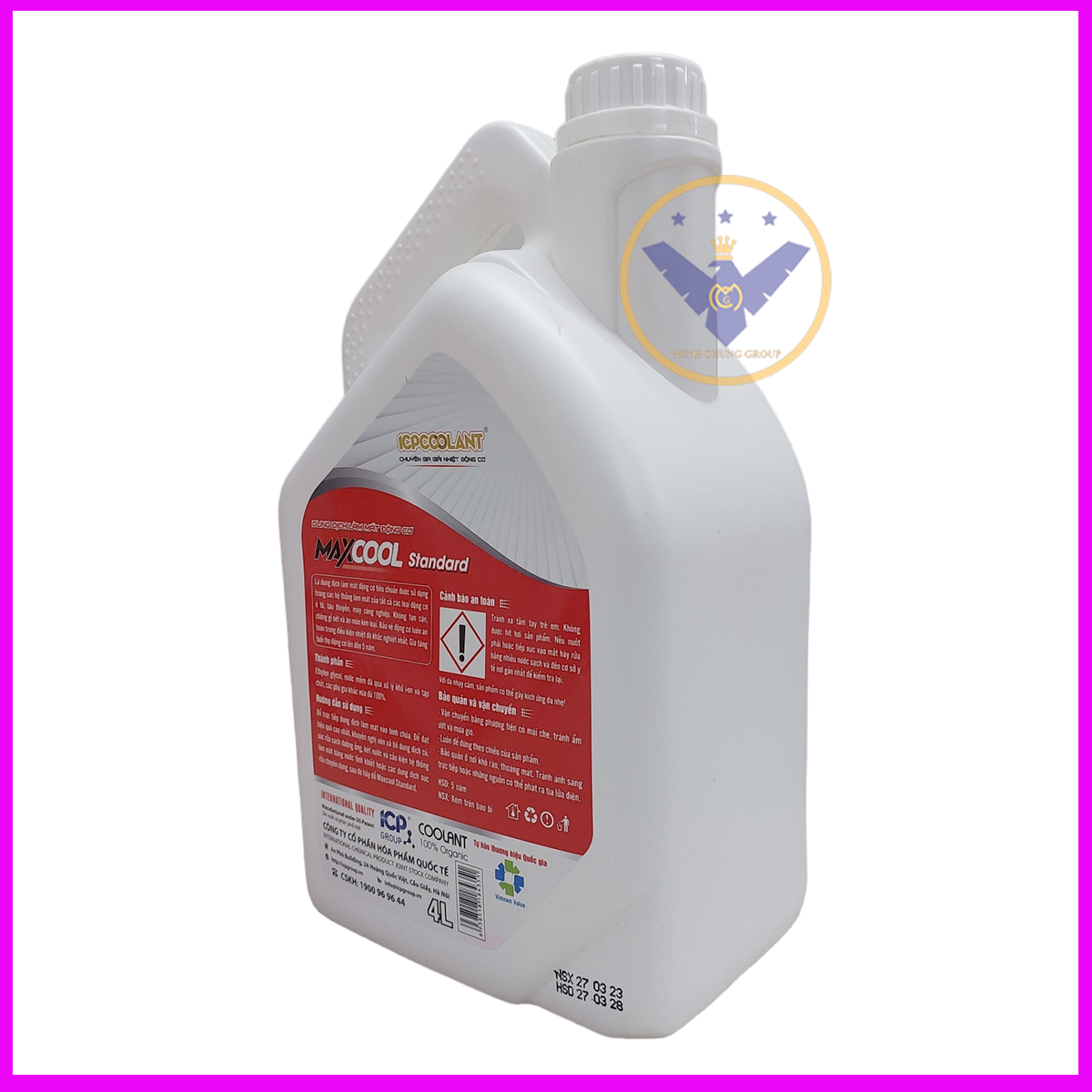 2 nước làm mát xe ô tô màu đỏ Maxcool Standard can 4L