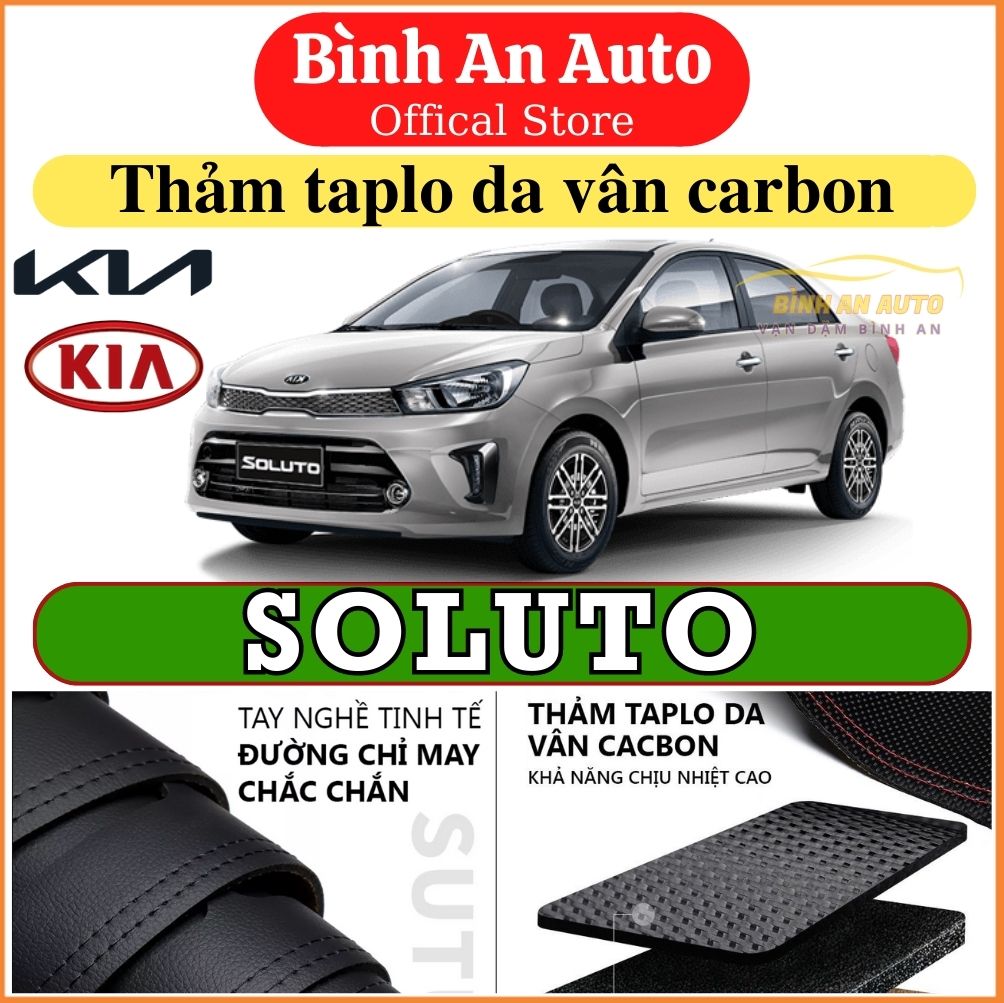 Thảm taplo KIA SOLUTO da vân cacbon, thảm phủ taplo, taplo cacbon, taplo da - Bình An Auto