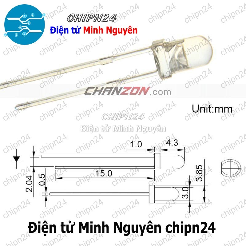 [50 con] (TK20) Led 3mm Trong màu Vàng (Led 3mm siêu sáng Vàng) - HH000491