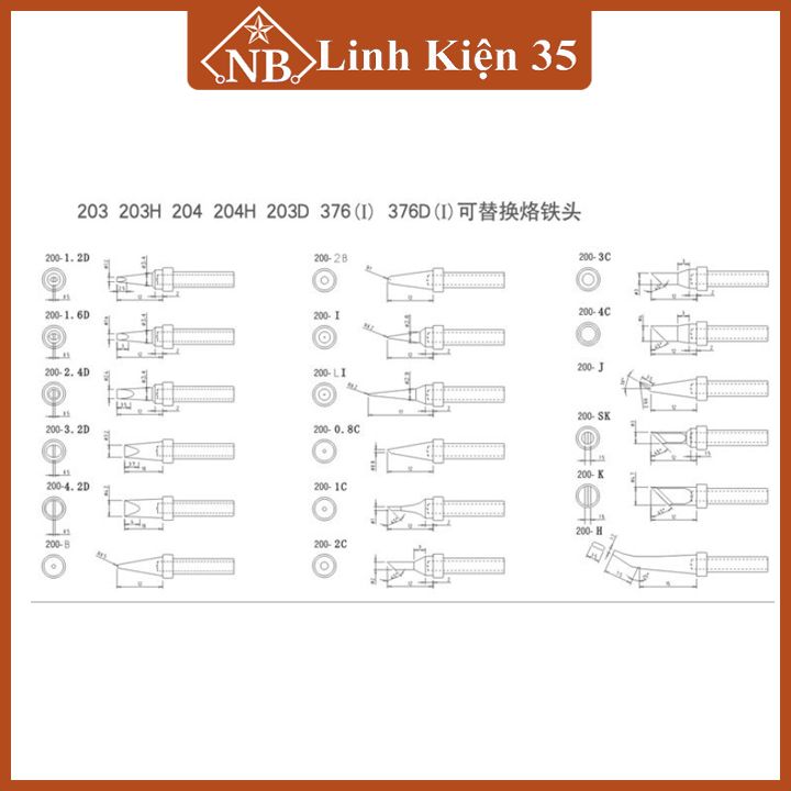 Mũi hàn 200 thay thế cho tay máy hàn Quick 203, Hunter 203
