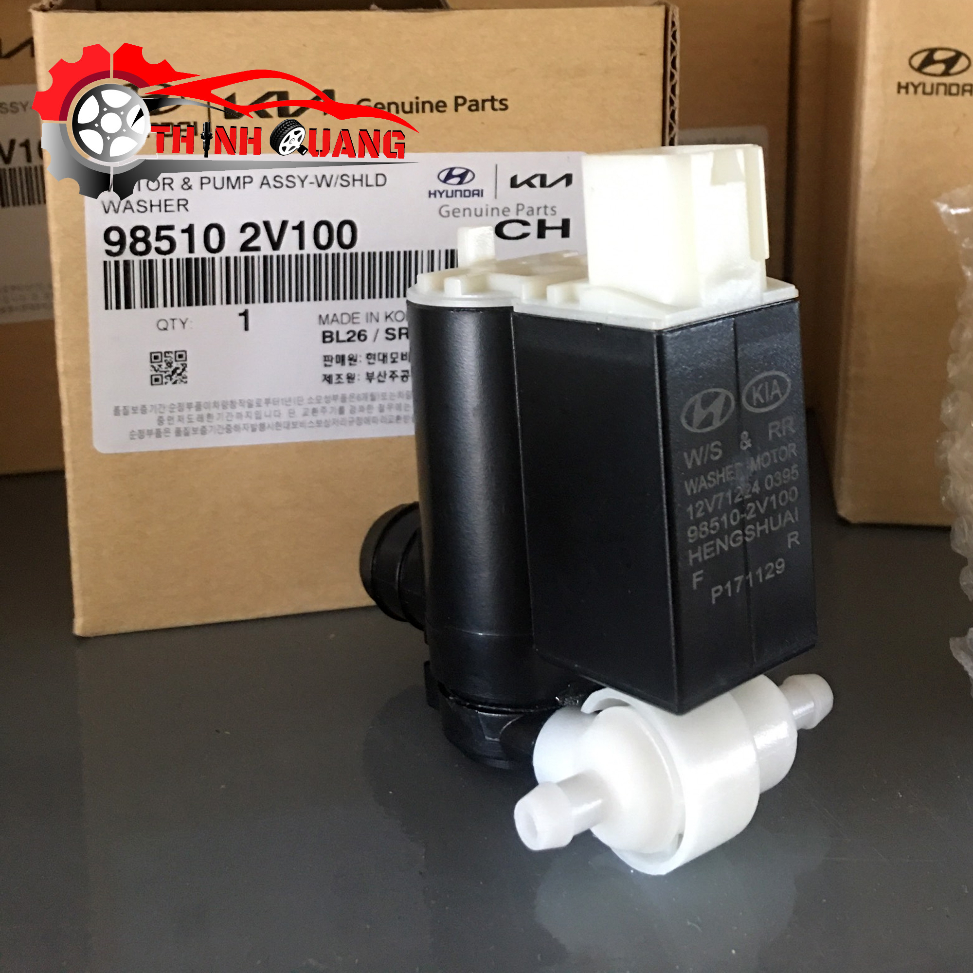 Mô tơ bơm nước rửa kính 2 vòi xe hyundai santa fe, i10, kia carens, morning, sedona
