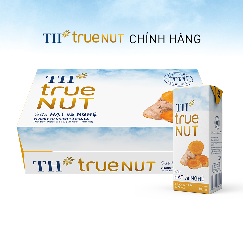 Thùng 48 hộp sữa hạt và nghệ TH true NUT 180 ml (180 ml x 48)