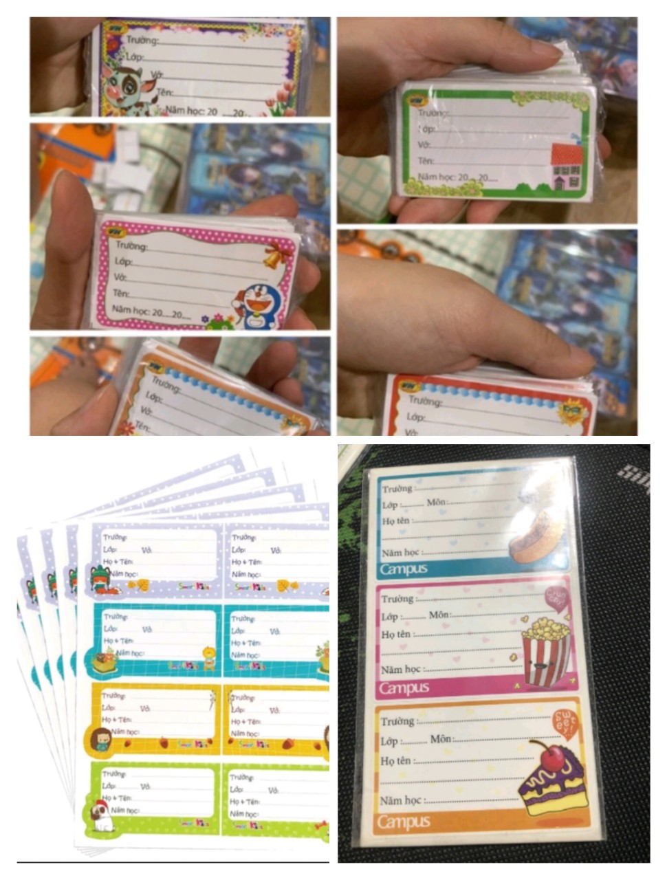 100 chiếc nhãn vở decal bóc gián trộn nhiều mẫu nhiều hình ngộ nghĩnh, siêu cute