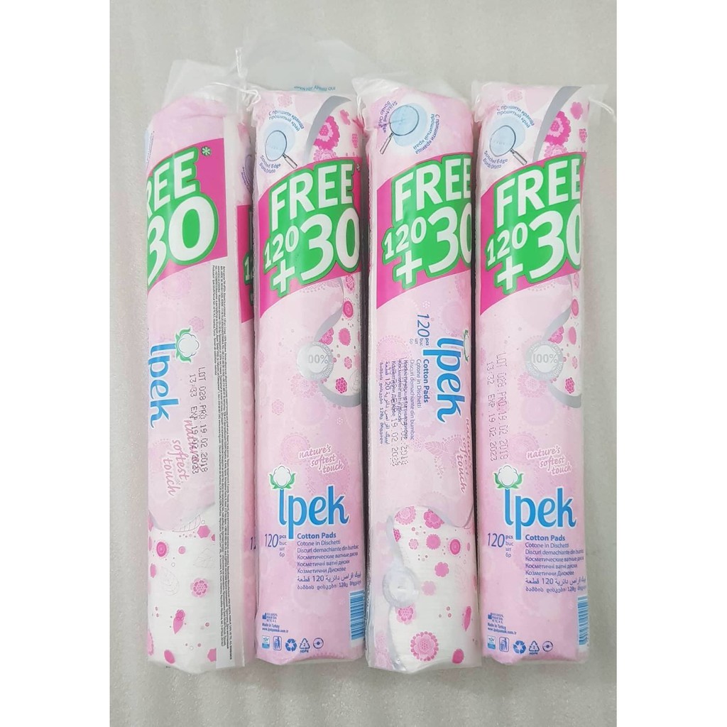 Combo 4 gói bông tẩy trang Ipek 150 miếng ( 120 + 30)
