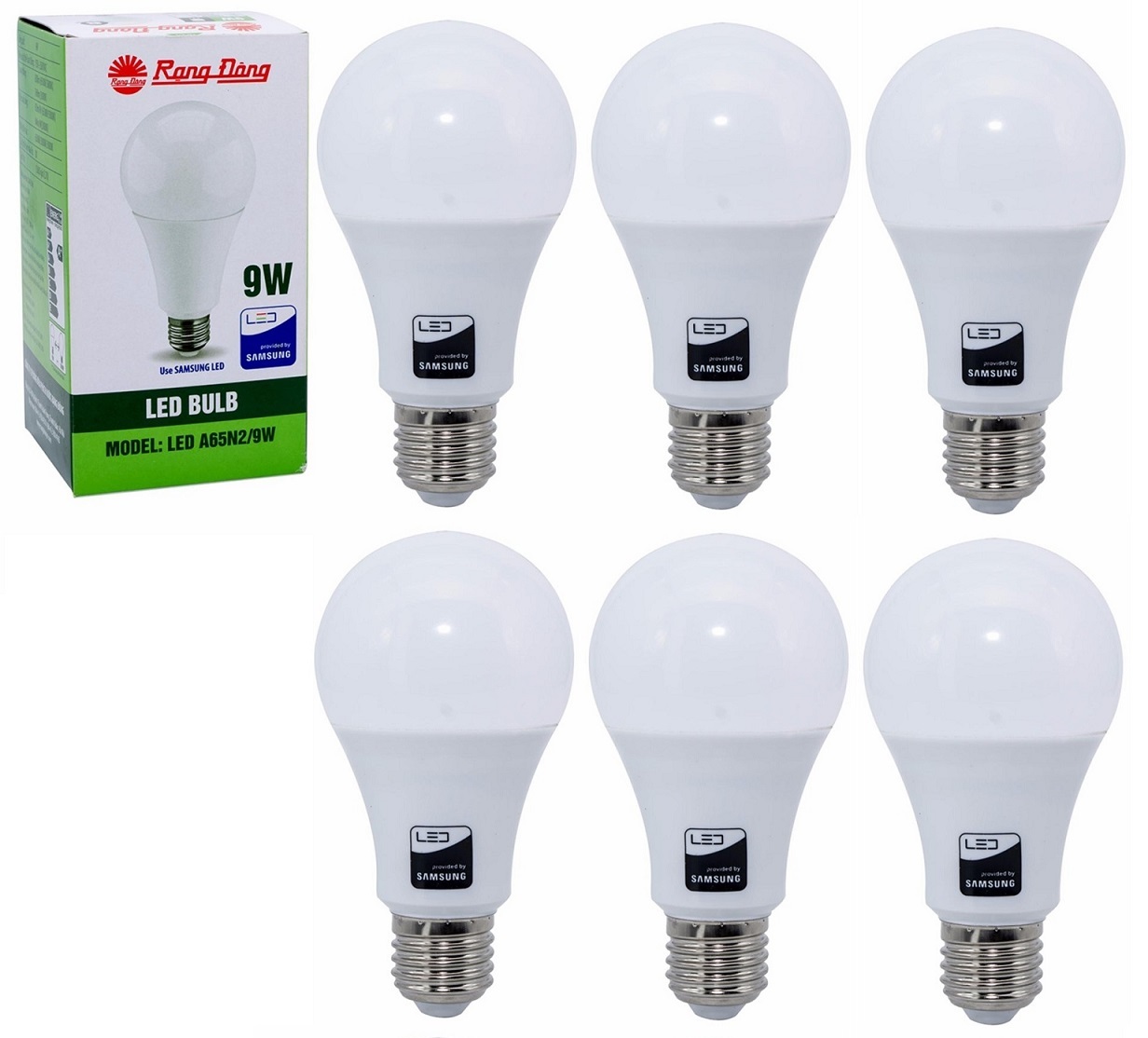 Bộ 6 Bóng đèn LED Bulb 9W Rạng Đông Điện Quang E27 ChipLed