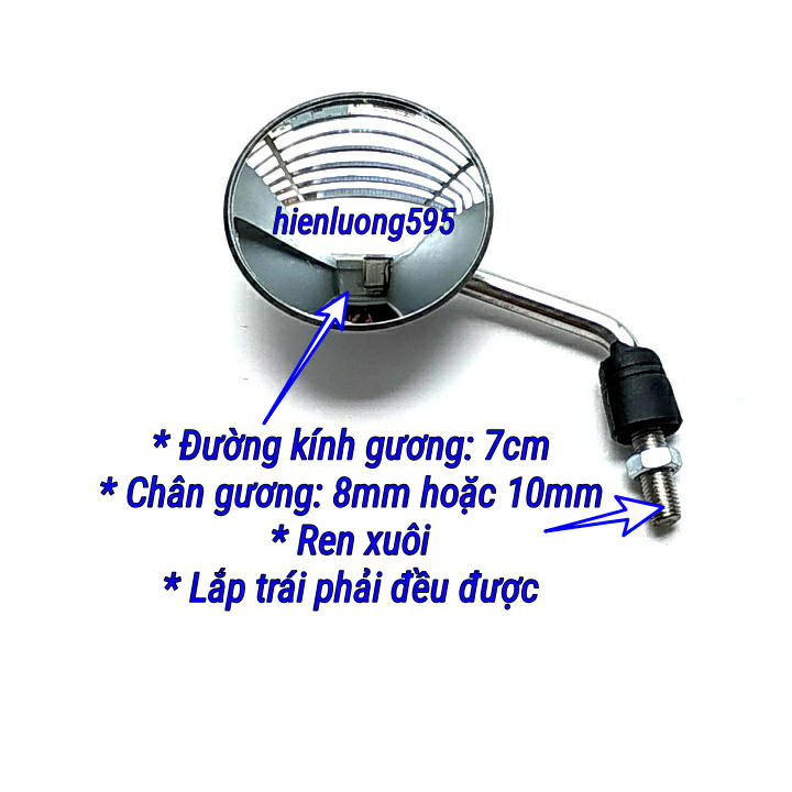 GƯƠNG CẦU LỒI CHIẾU HẬU XE MÁY CHÂN 8MM (1 CHIẾC)