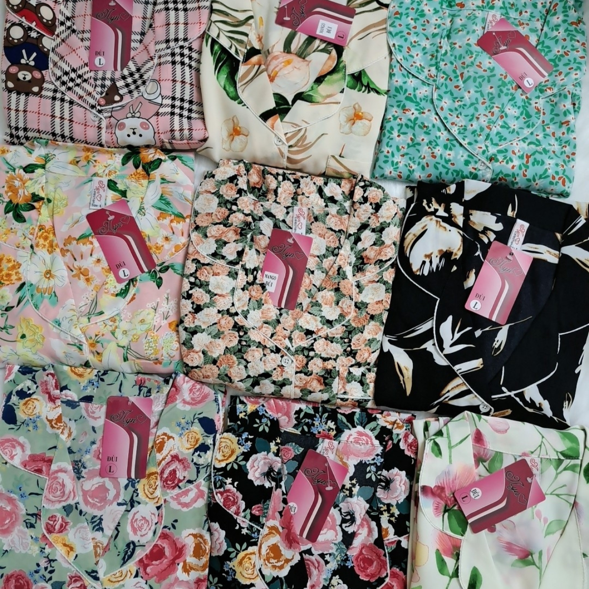 Xả KHO GIÁ RẺ Combo 3 bộ pijama lụa mango quần đùi