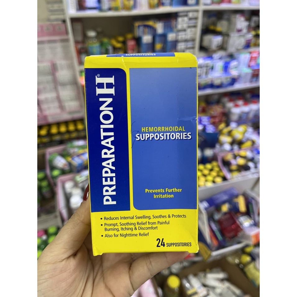 Viên đặt trĩ Preparation H Hemorrhoidal Suppositories 24 viên Mỹ