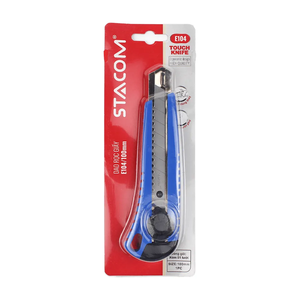 Dao Rọc Giấy Công Nghiệp STACOM Kèm 01 Lưỡi Phụ - Lưỡi  Cỡ Lớn E104 - 18 x 100 x 0.5 mm - Có bán kèm lưỡi thay
