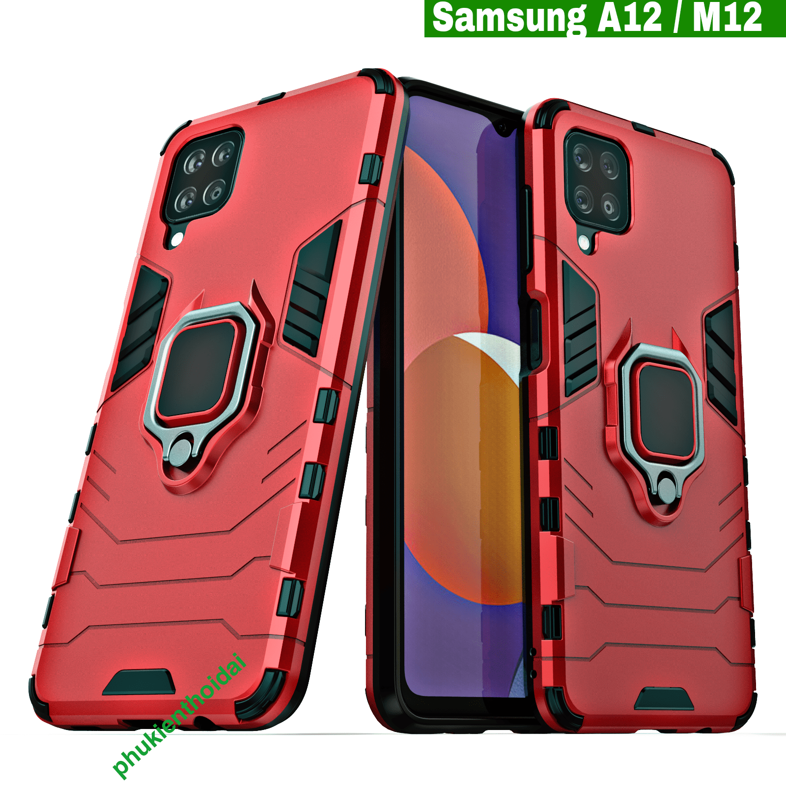 Ốp lưng Samsung A12 / M12 Iron Man Iring chống sốc giá đỡ xem phim cao cấp