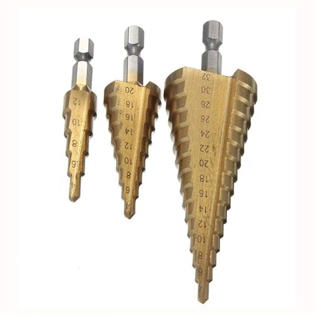 [HCM]Bộ 3 mũi khoan bước tháp phủ titanium 4-32mm cao cấp Canino