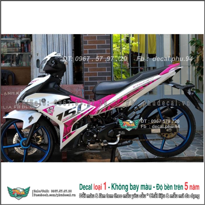 Tem rời EX Exciter 150 Y15ZR Trắng Hồng (H)