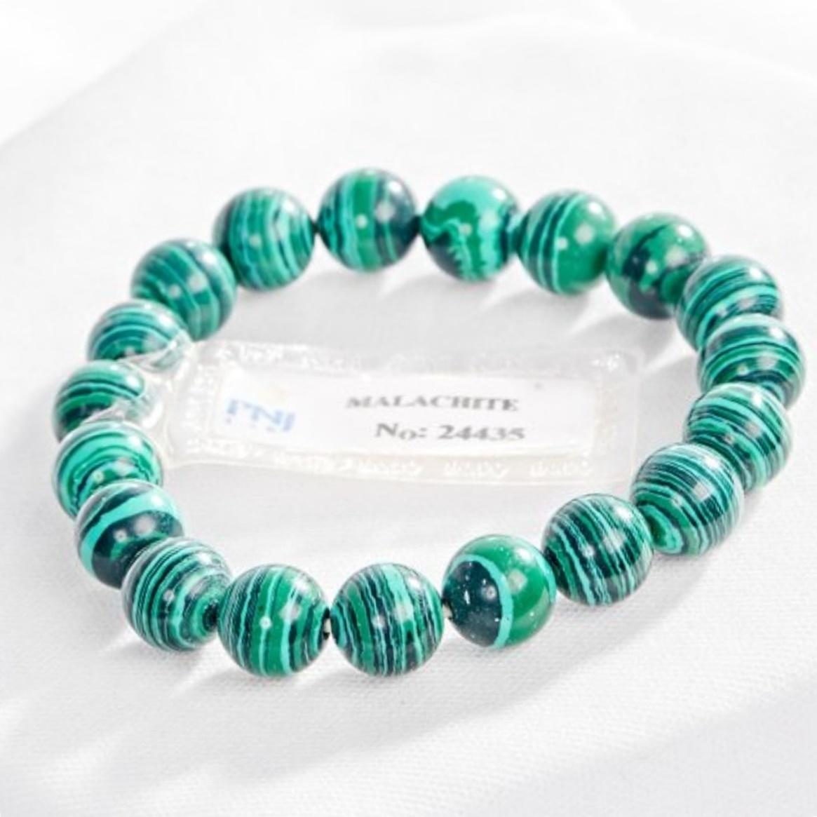 [HCM]Vòng tay đá lông công malachite tự nhiên 10mm