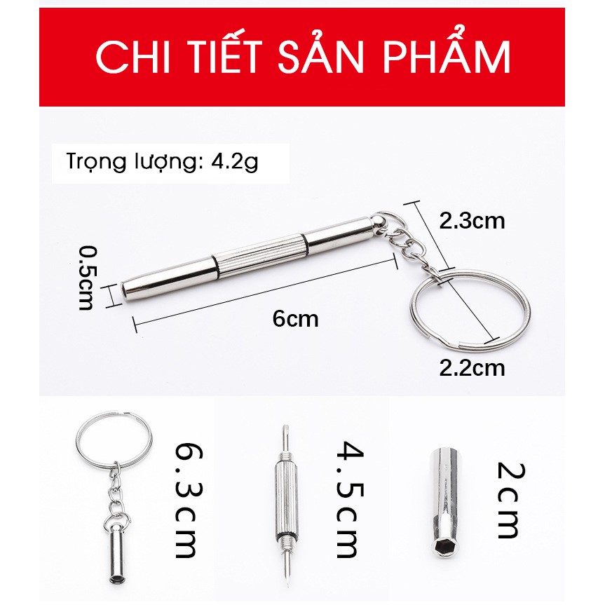Tô vít mini 2 đầu tô vít sửa kính chuyên dụng, tua vít sửa kính nhỏ gọn tiện lợi- có móc treo chìa khóa