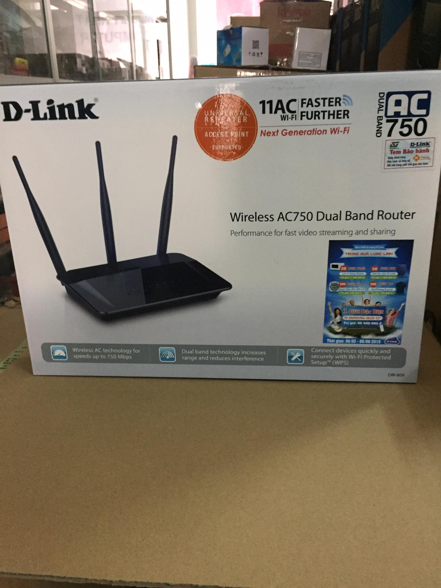 Bộ phát wifi Dlink DIR- 809 chuẩn AC750 (chính hãng)