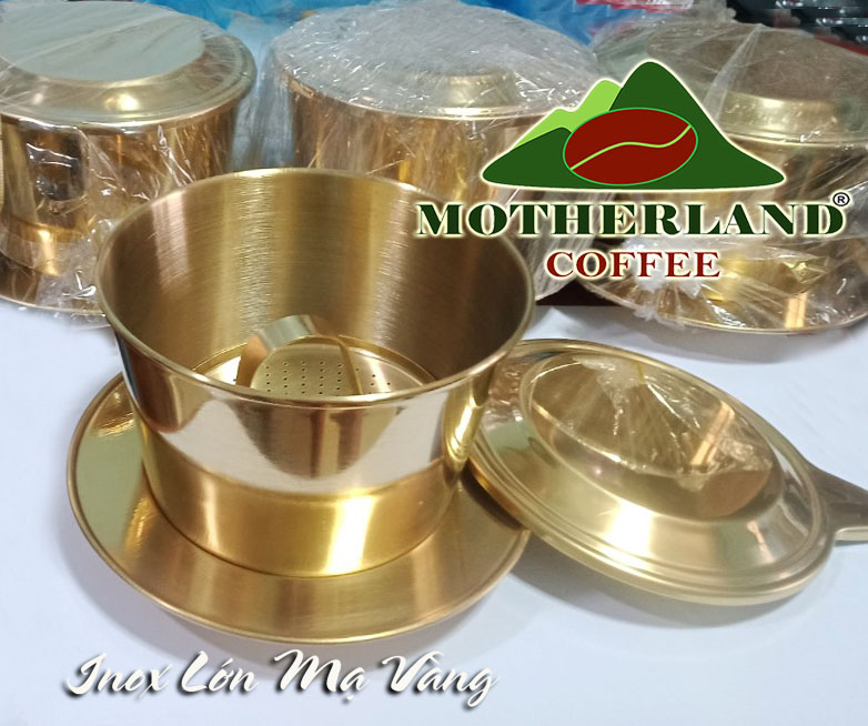 Phin cafe inox lớn mạ vàng pha 150g bột cà phê