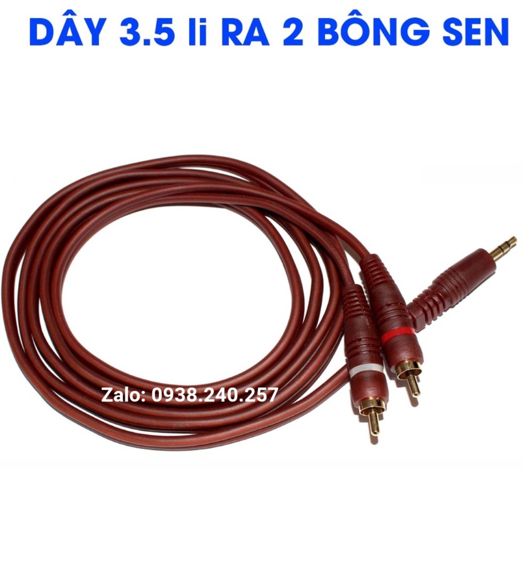 Dây cáp âm thanh 3 li 3.5 ra 2 đầu rca dài 3-5m , dây cáp tín hiệu av lõi đồng
