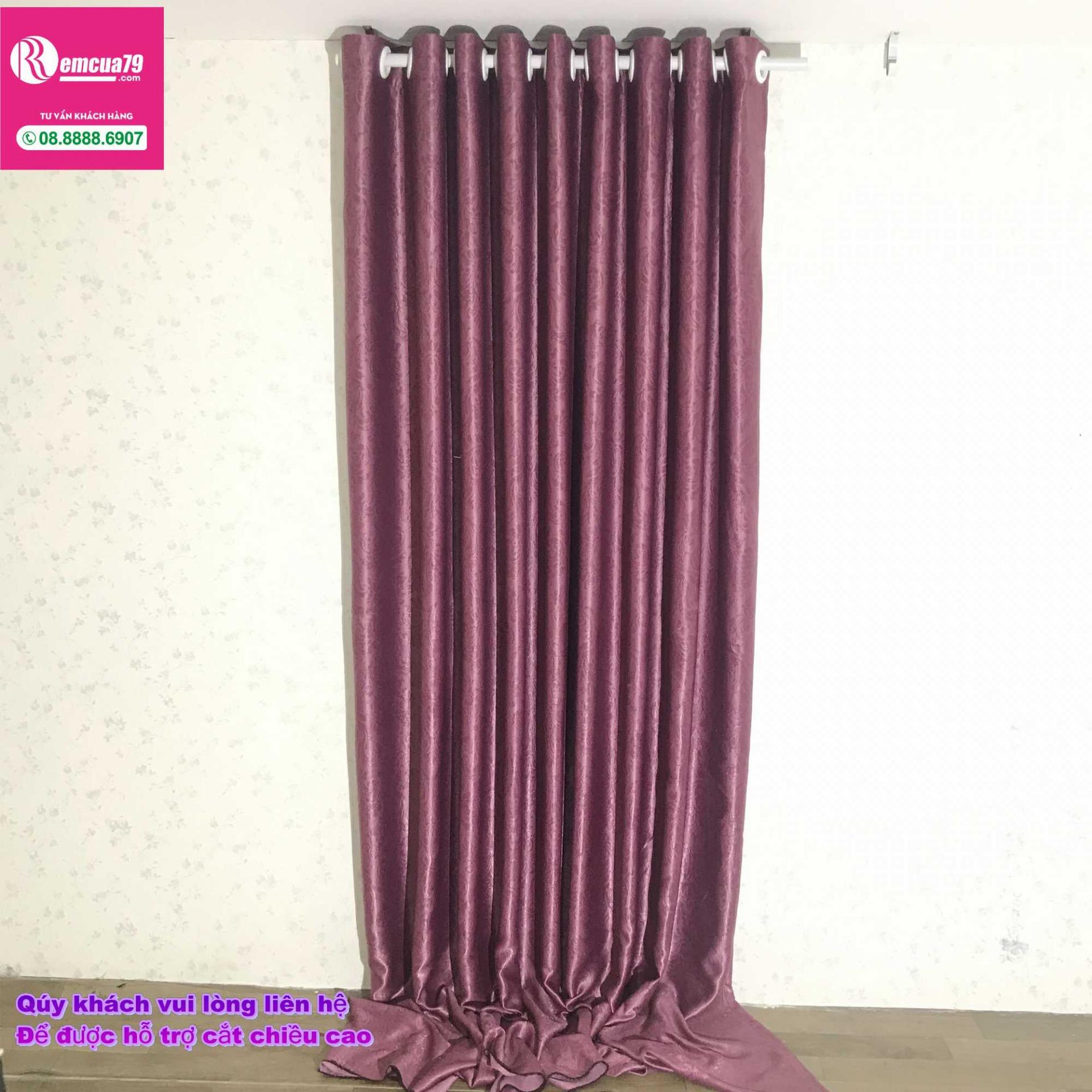 Rèm, màn cửa Ph curtains( ngang200cm x cao 270cm) Màu tím bông chìm huyền ảo + tặng dây vén màn