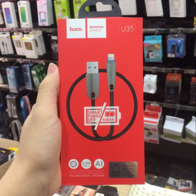 Cáp sạc dây dù hoco u35 tự ngắt cho iphone