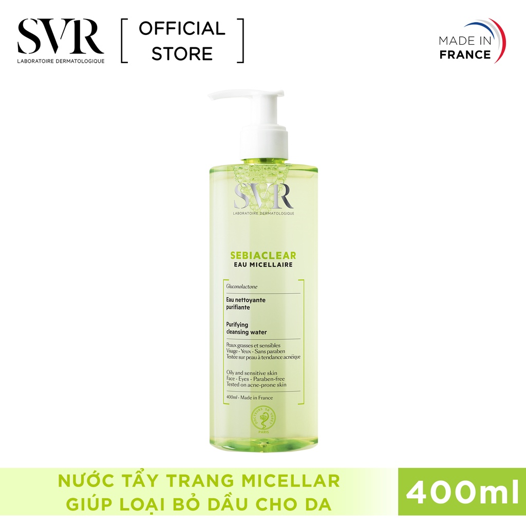 Nước Tẩy Trang SVR Micellar Giúp Loại Bỏ Dầu Cho Da 400ml Sebiaclear Eau Micellaire