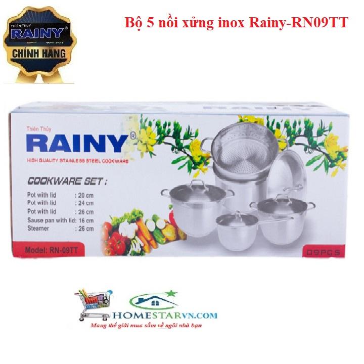 [HCM]Bộ 5 nồi xửng inox Rainy-RN09TT
