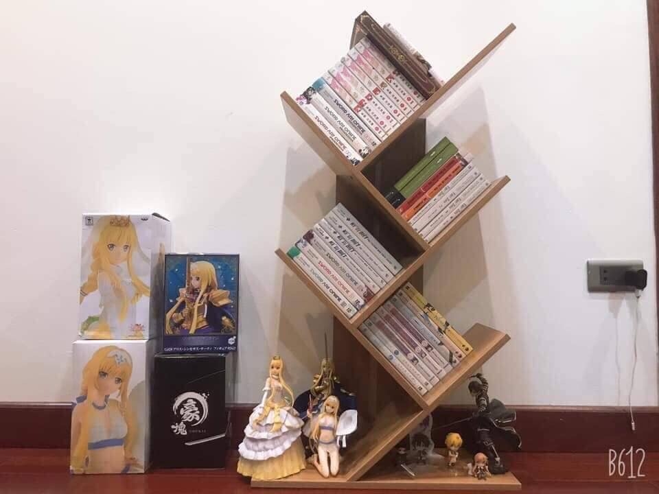 kệ sách gỗ hình xương cá