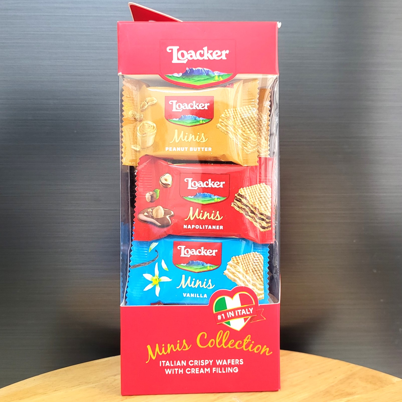Loacker - hộp 240g - bánh xốp nhân kem / ý / minis collection crispy wafers with cream filling